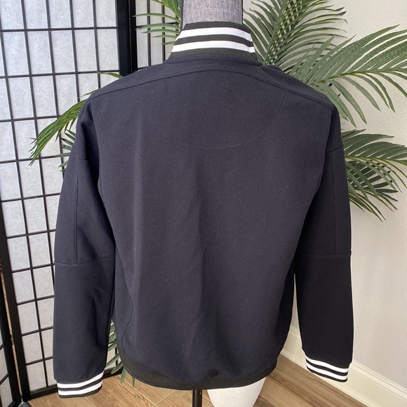 Light Jersey Style Jacket Navy Blue with Black & White Trim Size 8 - Picture 3 of 6
